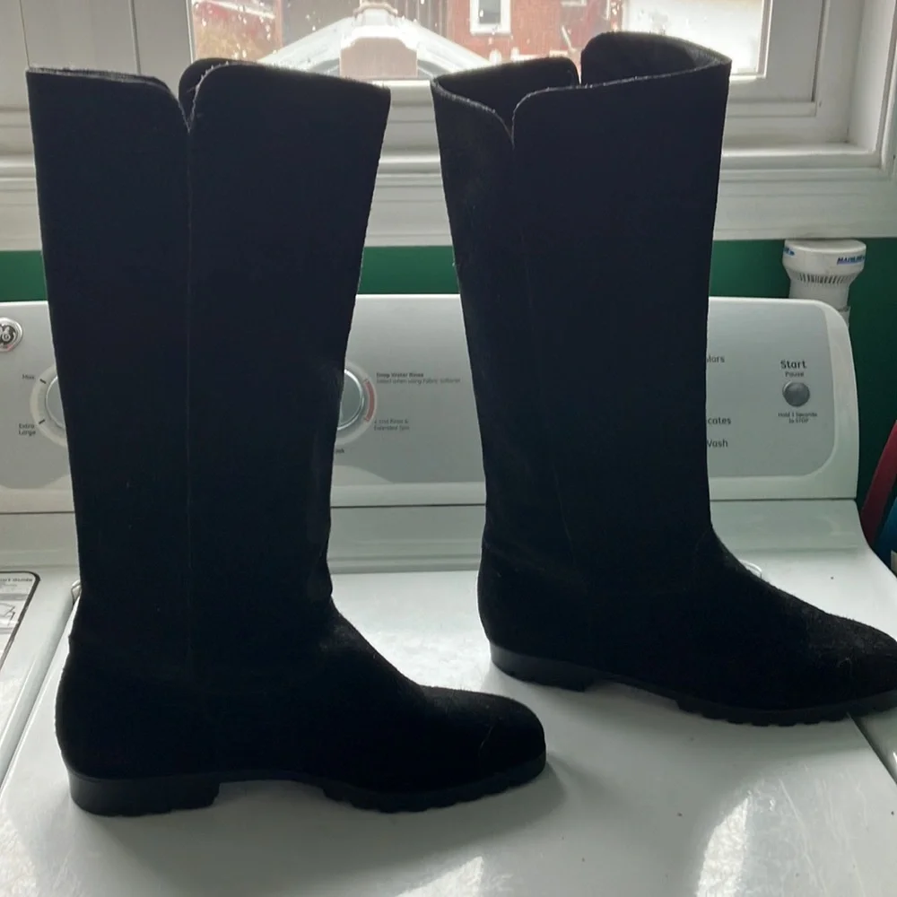 Liz Claiborne black suede tall flat boots 8M riding boot style
